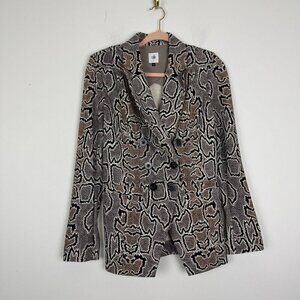 Cabi 3733 Women Black Brown Python Snake Double Breasted Pocket Blazer Jacket 8